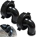 TonGass (2-Pack, 1-1/2" x 3/4", Black) T01-0091VP RV Swivel Drain Hose Connector 90° Drain connector for Draining Grey-Water Tanks Camper Sewer Adapter RV Water Drain Valve Parts & Accessories