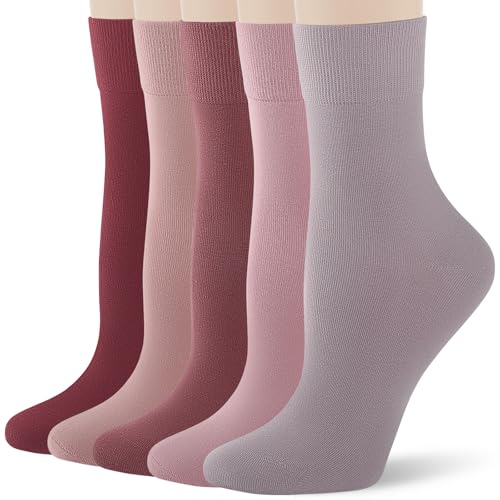 Image of FGZ Women's Crew Socks 5 Pairs Soft Combed Cotton,Breathable Everyday Casual Socks for Women