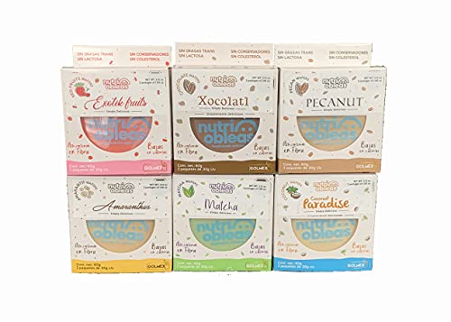 NutriObleas Wafers - Mexican Healthy Snacks - Vegan Amaranth Flour Wafers - (6 Flavor, 6 Pack)