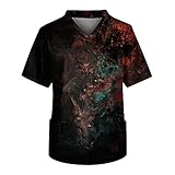 Men's Fit Gradient Color Scrub Tops Plus Size V-Neck Short Sleeve Funny Medical Workwear with 3 Pocket S-5XL