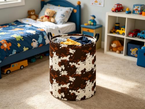 Image of Baby Laundry Hamper kids laundry Basket Waterproof Laundry Bag for Bedroom Clothes Organizer Room Decor(Cow Pattern)