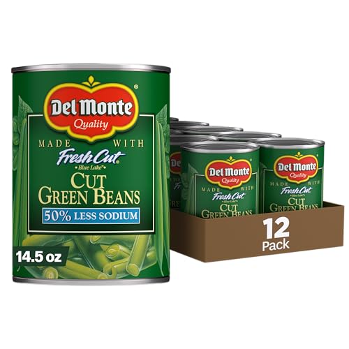 Del Monte Cut Green Beans 50% Less Sodium, 14.5-Ounce (Pack of 12)