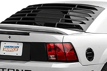 MMD Rear Window Louvers; Textured ABS Compatible for 99-04 Mustang