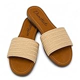 DIVA HEELS Sandalias de mujer De Tira De piso Slip on - Yute, 24.0 cm