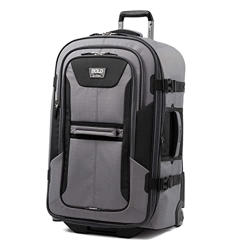 Image of Travelpro Unisex-Adult Bold Softside Expandable Rollaboard Upright Luggage (Grey /Black, 2-Piece Set (22 /28))