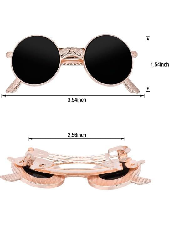 Image of Vintage Sunglasses Hair Clips for Women & Girls - Trendy Gold Y2K Fashion Glasses Spring Barrettes, Quirky Metallic Non‑Slip Hair Pins Perfect for Daily, Casual & Party Styling (Pack of 1)