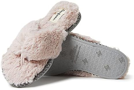 Dearfoams womens Marie Furry Thong Slipper, Dusty Pink, X-Large US | Image 2
