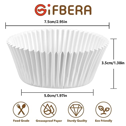 Gifbera White Foil Muffin Cupcake Liners Standard Size Baking Cups, 100-Count - Thumbnail 4