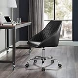 Sleek,Durable and Comfortable Mainstays Faux Leather Quilted Mid-Back Swooped Arm Adjustable Office Chair,Designed to Contour to Your Body for Comfort During Long Hours of Work,Black