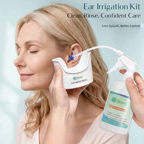 Image of QISXROVY Ear Wax Removal Tool, Ear Cleaning Kits Safe Ear Irrigation Kit Ear Flush Kit for Adults Kid, Ear Wax Washer Device Easy to Operate, Includes Basin, Syringe, 5 Disposable Tips,White