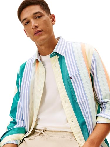 Image of Tommy Hilfiger Men's Long Sleeve Oxford Shirts in Regular Fit, Men's Button Down Shirts, Also Available in Big and Tall