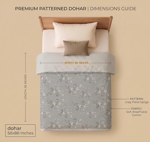 Image of BSB HOME 280 GSM Reversible Dohar for Single Bed, Ultra Soft Microfiber AC Blanket, Lightweight All Season Blanket, Breathable, Skin Friendly, 60 x 88 Inches (152 x 224 cm) - Dove Grey