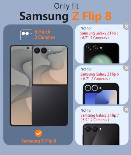 Image of FNTCASE for Samsung-Galaxy Z Flip 8 Clear Case with Hinge Protection | Compatible with Magsafe, Screen Protector, Anti Yellowing, Military Grade Drop Shockproof Protective, Transparent Phone Case