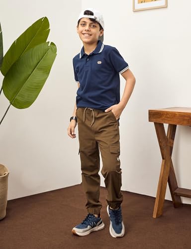 Image of Amazon Brand - Symbol Boy's Cotton Cargo Jogger | Elasticated Waistband and Cuff | Stretchable | Age 2-14 Years