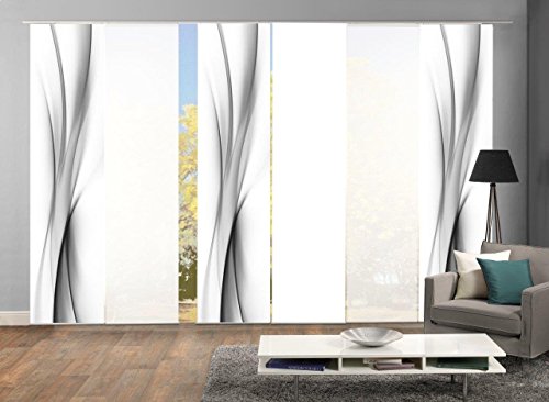 abitiamo< 96095 Flächenvorhänge 6er-Set UFA, in grau oder rot, Flächenvorhang Rochelle + Uni-Flächenvorhang ROM | (grau) Cover