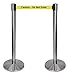 Queue Way QPLUS-1S-YA Satin Chrome Post, 2" Width, 10" Length, Yellow Caution Do Not Enter belt, Pack of 2