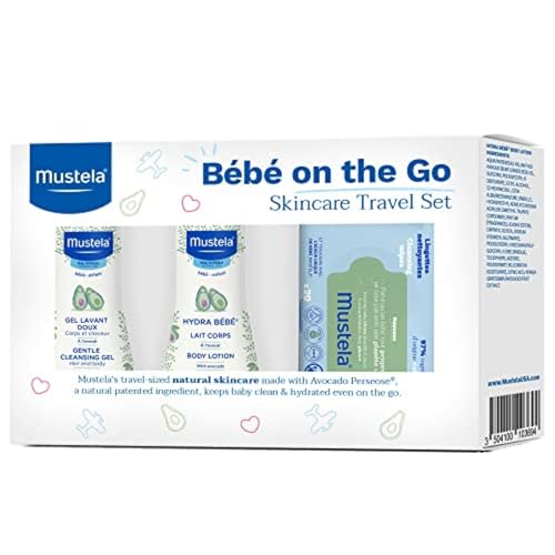 Image of Mustela Bebe On-The-Go Travel Set - Baby Skin Care & Bath Time Gift Set - Natural & Plant-Based - 3 Items Set - Packaging may vary