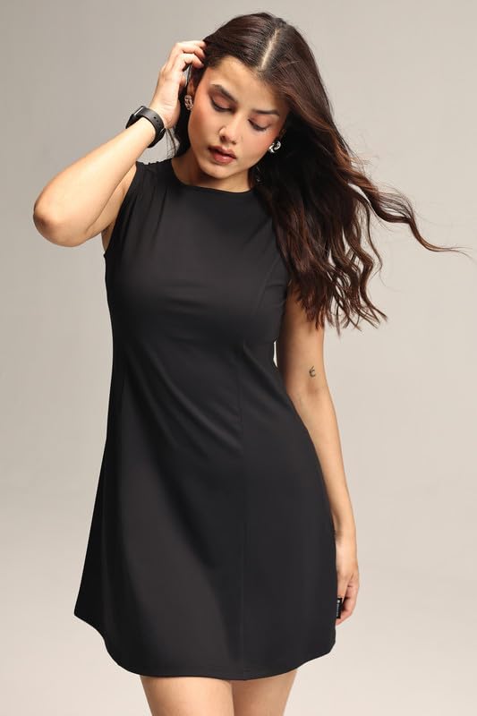 Image of BlissClub Womens Ultimate Dress, Fit & Flare Silhouette, Boat Neck Dress with Side Pocket, Soft Stretchy Everyday
