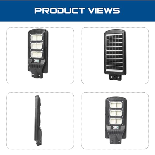 Image of Gigawatts 240 LED 90W Solar Street Light with Remote Control High Power 15Ah Battery Inbuilt 12W Solar Panel IP65 Water Resistant Outdoor Lamp for Wall Pathway Garden and Patio (1Pc, Cool White)