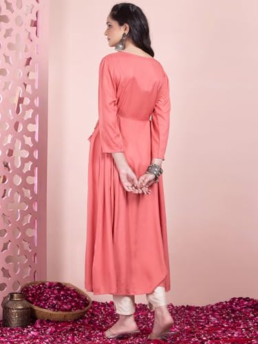 Image of Indya Women Fit and Flare Calf Length Zari Embroidered Rayon Dress