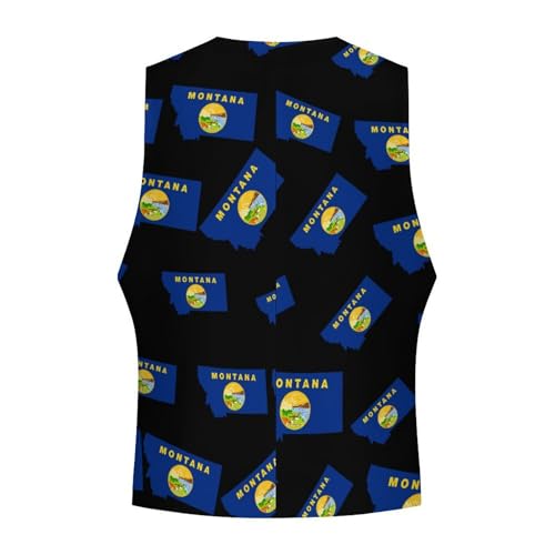 Flag Map of Montana Novelty Men's Suit Vest Casual Formal Dress Vests Business Waistcoat4