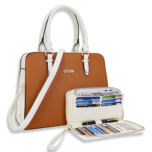 Image of Qiyuer Satchel Purses For Women Handbag And Wallet Set Tote Bag | Premium Vegan Leather,Matching Wallet,RFID Blocking,Work,Casual