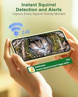 KinetCam Smart Squirrel Box with Camera,Predator-Proof,2K HD Wi-Fi Pet Watching Cam for Squirrel House, Auto Detect & Notify, Night Vision, APP Control, Squirrels Houses for Outside Nesting