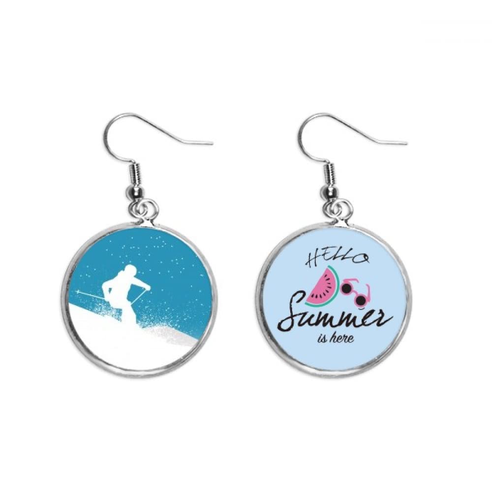 Pendientes de sandía y esquí para lóbulo joyería divertida de verano 5
