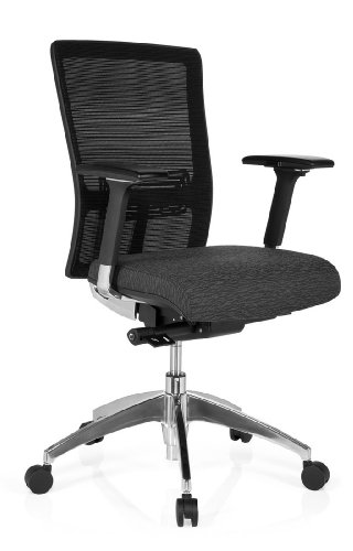 hjh OFFICE 657514 silla ejecutiva ASTRA BASE malla/tela negro/gris marrón silla escritorio ergonomica con reposabrazos soporte lumbar