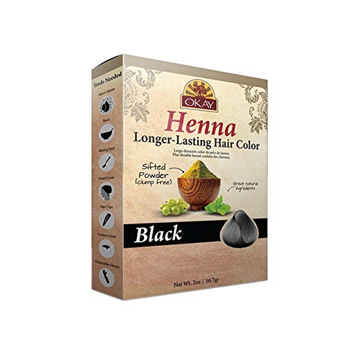 OKAY Longer Lasting Henna Color, Black, 2 Ounce