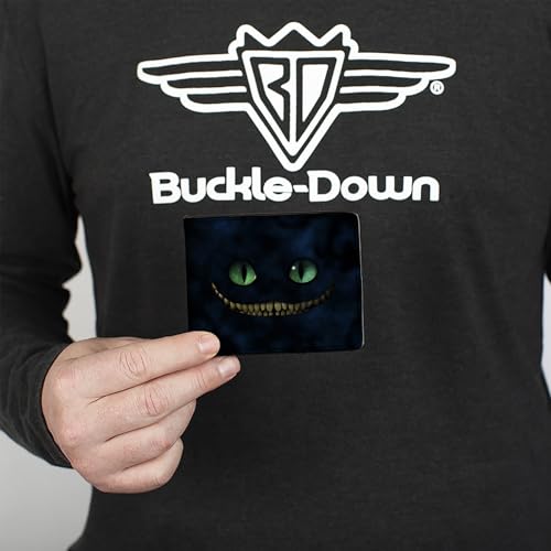 Buckle-Down Men's Disney Wallet, Bifold, Tim Burtons Cheshire Cat Eyes Teeth Tree Pose Smokey Blues, Vegan Leather, Multicolor, Standard Size3