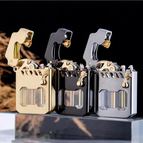 Encendedor metálico recargable a keroseno negro miniatura 6
