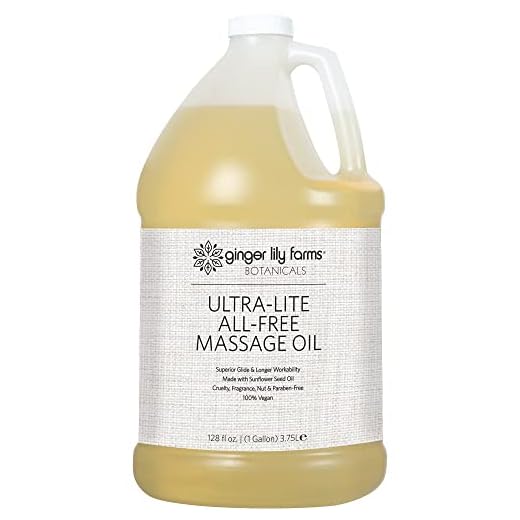 Ginger Lily Farms Botanicals Ultra-Lite All-Free Massage Oil, Made with Finest Sunflower Oil for Superior Glide & Longer Workability, 100% Vegan & Cruelty Free, 1 Gallon (128 fl oz)