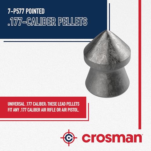 Image of Crosman .177-Caliber Pointed Lead Pellets for Air Rifles and Air Pistols - 500 Count Tin - Lead