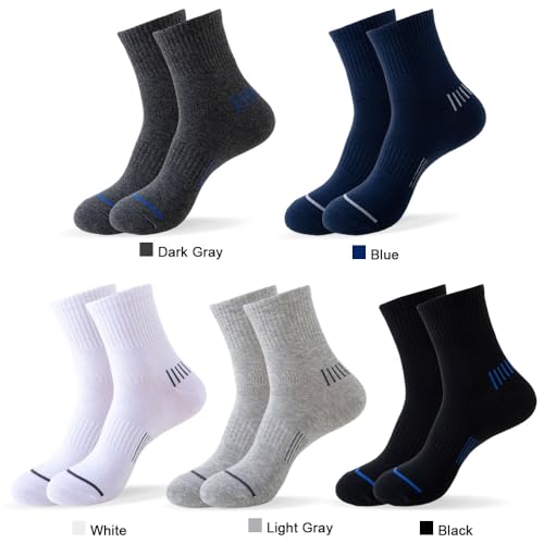 Men's Sport Athletic Running Socks,Moisture-Wicking Odor Control Sports Socks with Cushioned mid-calf Size 6-122