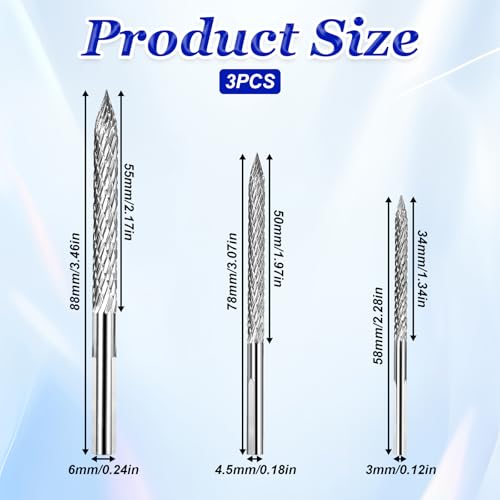 Image of Tire Reamer Drill Bit, 3Pcs /Set Multi Sizes Flat Tire Repair Tools Carbide Burr Drill Bit Carbon Steel Tire Patches Plug Cutters Tire Plug Repair Kit for Cars, Motorcycles, Trucks (3mm /4.5mm /6mm)