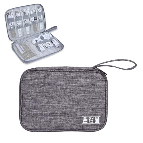 YUNYU Electronics Accessories Organizer Bag, Carry Travel Gadget Bag, Electronics Accessories Bag, Bag Travel Electronics, for USB Cable Drive(Grey)
