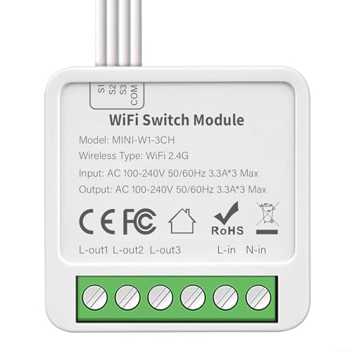 ReachMall Micro Dimensioni, Controllo Vocale, per Tuya Smart Switch WiFi 10A 234 Bit, App Telecomando (Interruttori a Tre Vie)