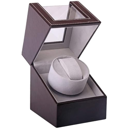 LINGFANSTORE Caja Giratoria Automática de Reloj de Lujo - Motor Mabuchi Silencioso - Funcionamiento Con Batería o Fuente de Alimentación - Cuero PU