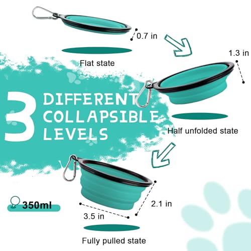 Image of Rest-Eazzzy Silicone Collapsible Dog Bowls for Travel, 2-Pack Dog Portable Water Bowl for Dogs Cats Pet Foldable Feeding Watering Dish for Traveling Camping Walking with 2 Carabiners, BPA Free, Small
