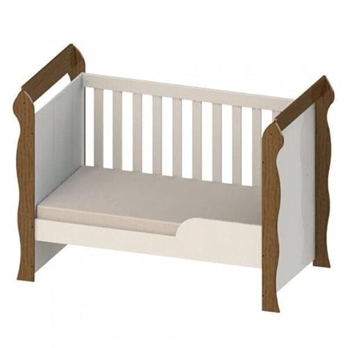 Quarto de Bebê com Bicama Julia Cômoda Selena e Berço Mirelle Carolina Móveis Amadeirado Rústico