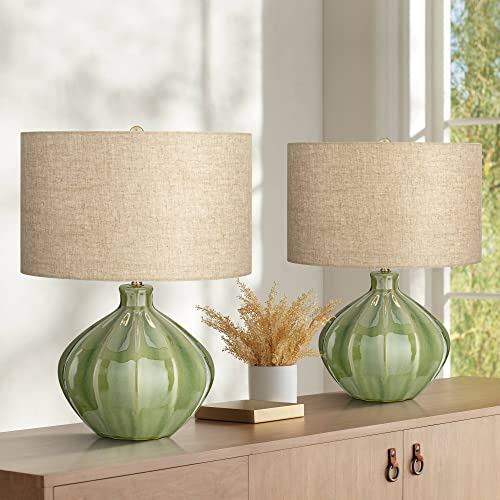 Lámparas de Mesa 20.5" Cerámica Verde Set 2