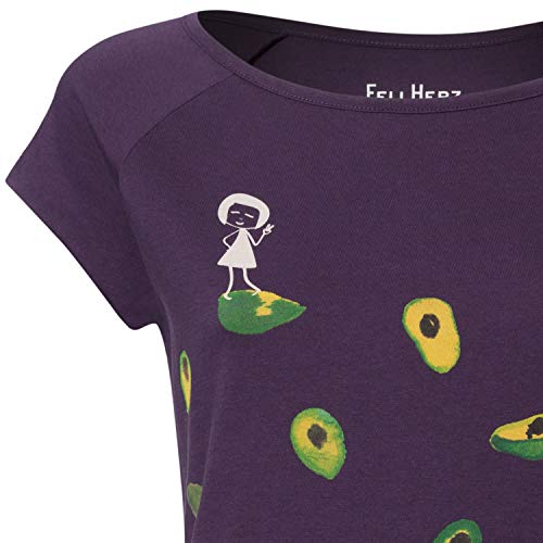 FellHerz Avocado violett - S - süßes Damen T-Shirt aus 100% Bio-Baumwolle Organic Cotton fair nachhaltig öko alternativ Mädchen Fee Peace Frieden lila - 2