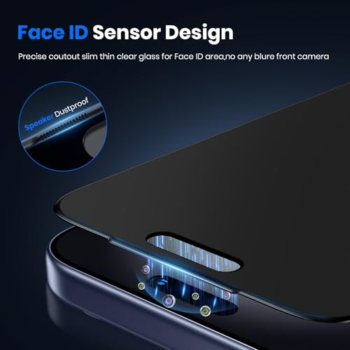 Image of WSKEN for iPhone 17 Pro Max Matte Privacy Screen Protector - Anti Glare Anti Fingerprint [4 Way 360 Anti Spy] 10X Military Shatterproof Zero Bubble Anti Peep Tempered Glass Film for 17 Pro Max