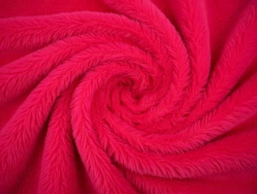 Faux fourrure tissu matière clair rose cerise au mètre, rouleau de 10 mètres pour couture