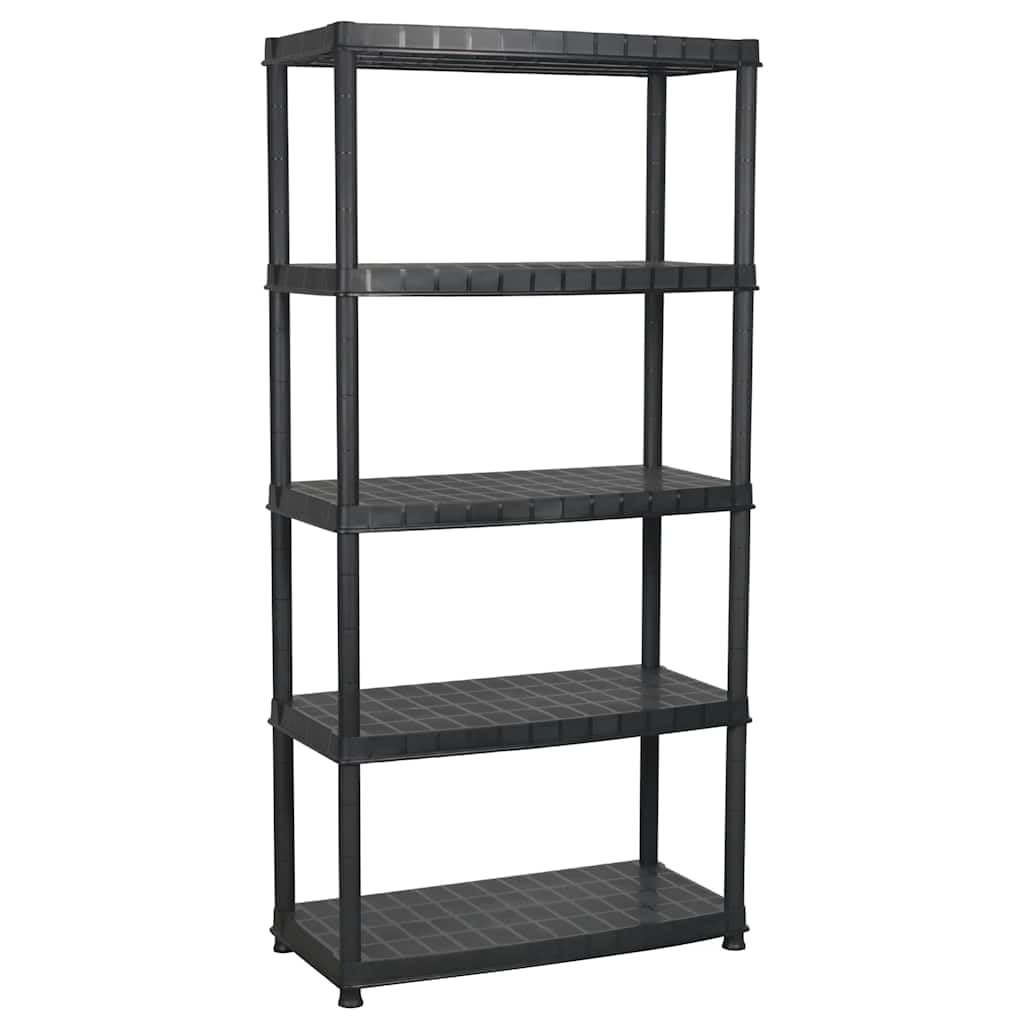 Scaffale in plastica a 5 ripiani, per carichi pesanti, 91,5 x 45,7 x 185 cm, colore nero, per cantina, garage, dispensa