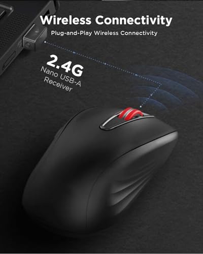 Image of Lenovo USB-C Rechargeable Silent Mouse (WL500) - Silent Buttons, USB-C Rechargeable, Ambidextrous Grip, Adjustable DPI - Plug-and-Play 2.4G Receiver Computer Mouse (Black)