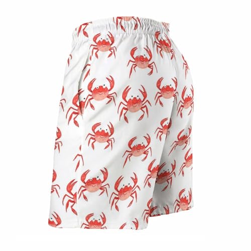 Mens Swim Trunks, Cute Crab Red Print Swim Shorts with Mesh Lining Swimwear Bathing Suits Quick Dry4