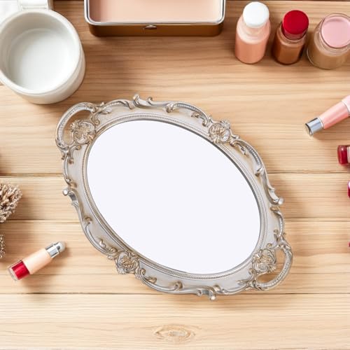 Espejo de maquillaje retro ovalado y ligero para un tocador sofisticado 7