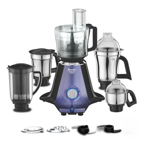 Preethi Zodiac Glitter 750 Watts Mixer Grinder, 5 Jars (1 Food Pr...